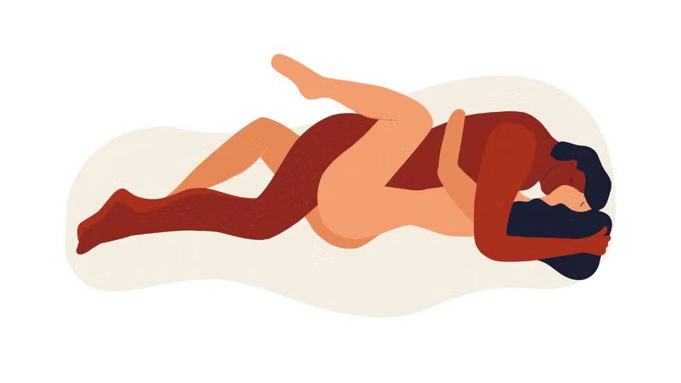 Вариация миссионерской позы с обхватом ногами