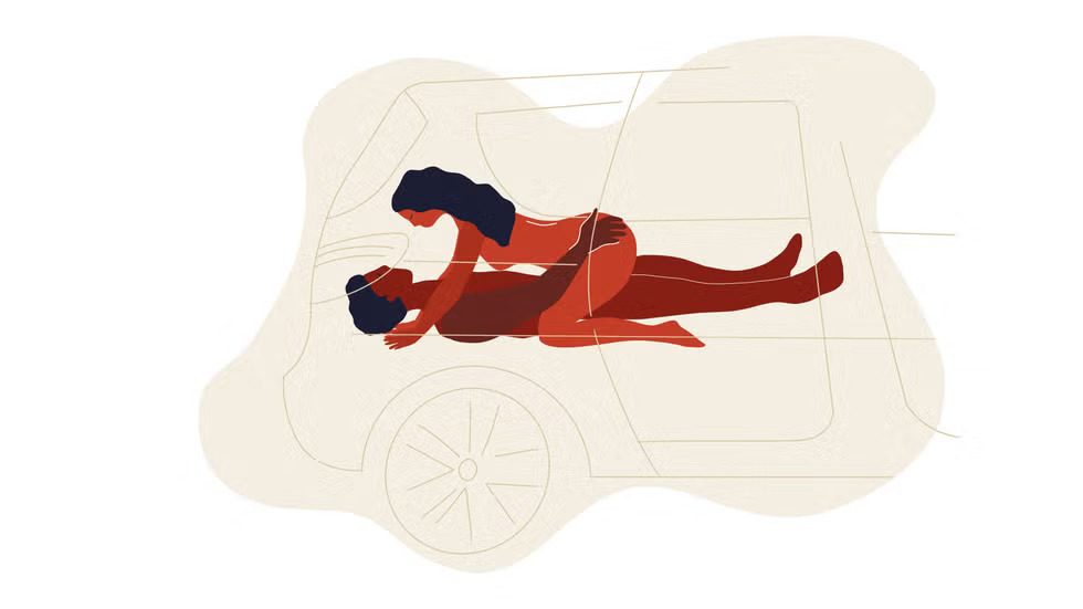 Схема оптимального расположения для позы "наездница" в автомобиле