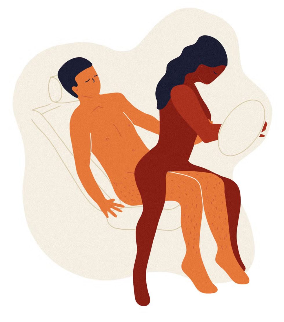 Поза "перевернутая наездница" с опорой на приборную панель