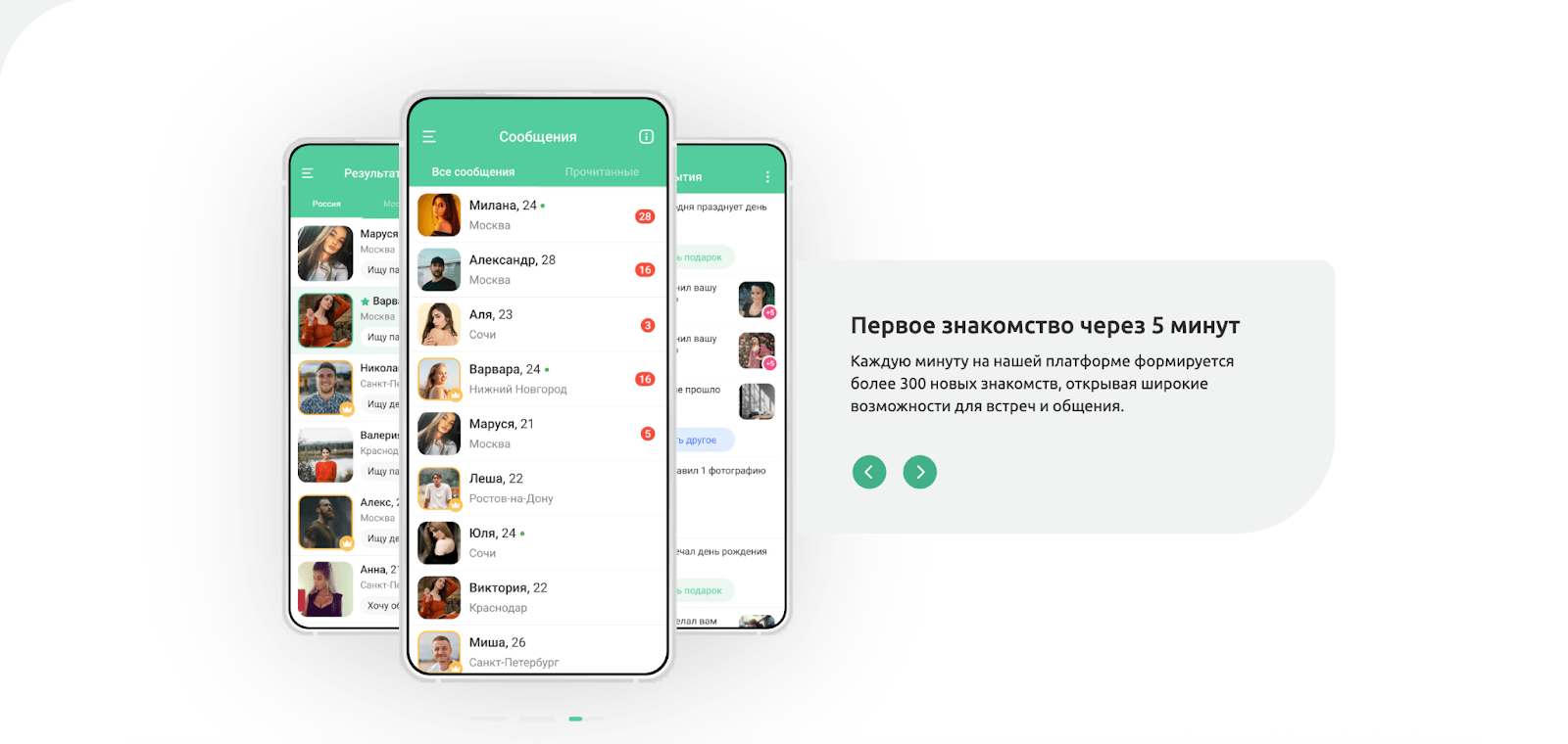 интерфейс сайта знакомств