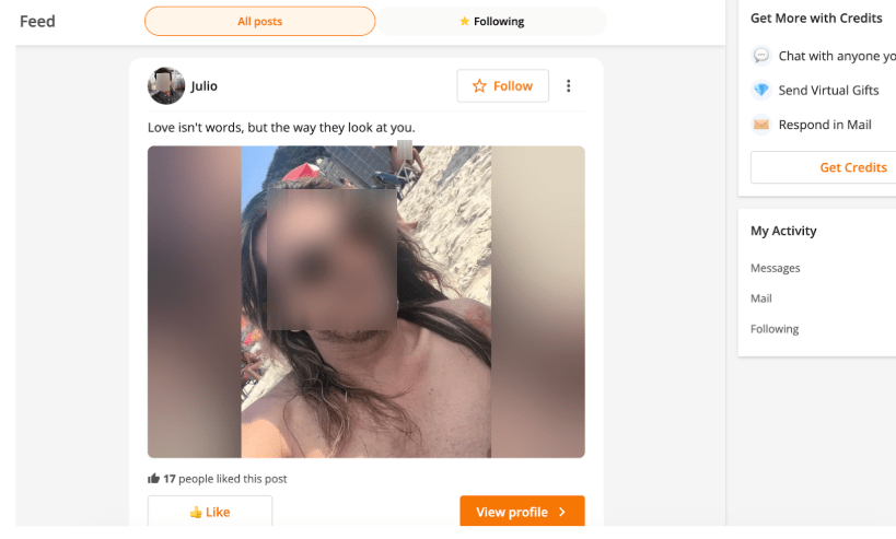 интерфейс сайта знакомств LoveFort