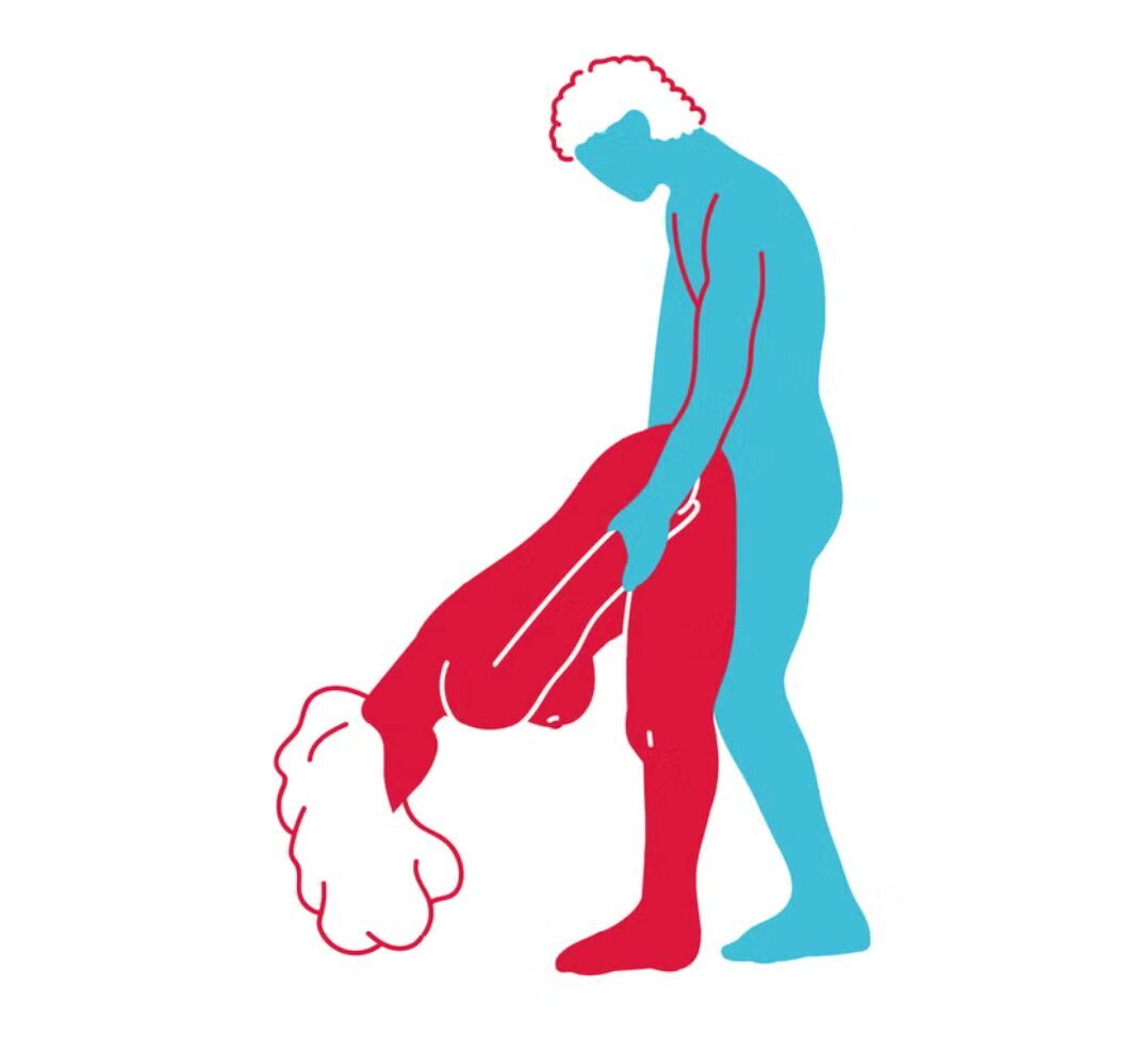 Стоячий догги-стайл у стены техника