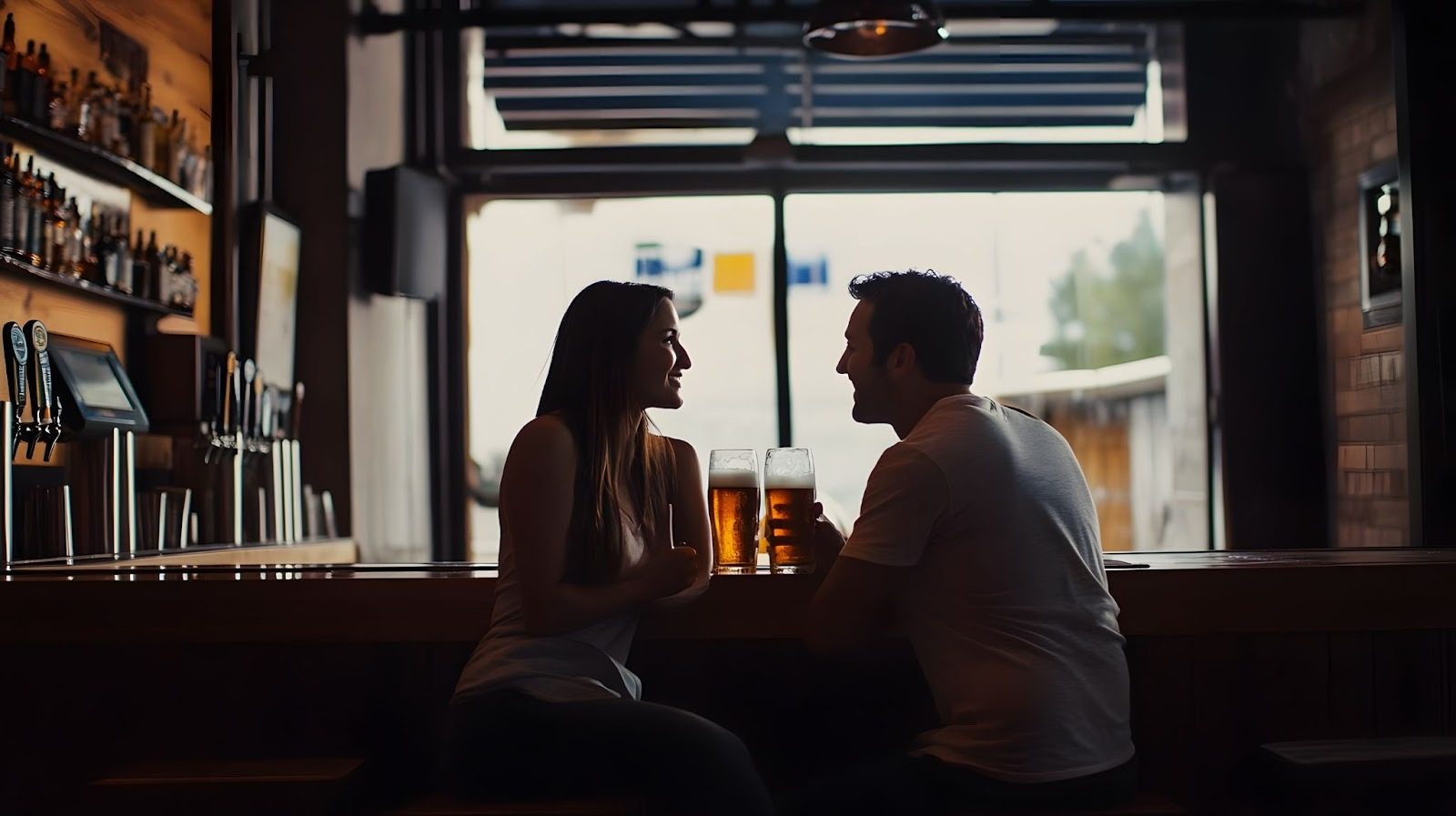 мужчина и женщина на тайном свидании в кафе