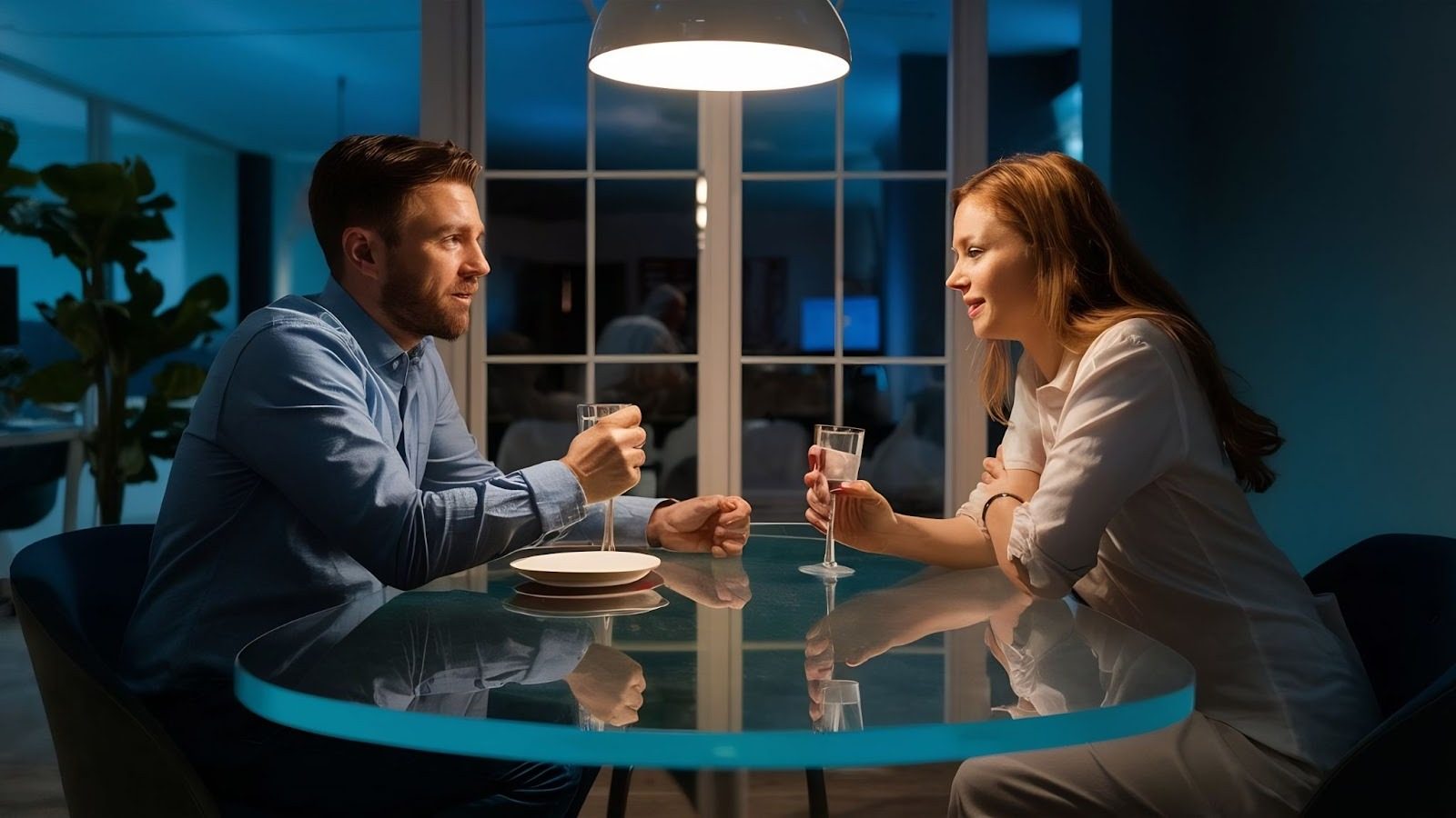 Пара в депрессии сидит молча не разговаривая о проблемах в отношениях