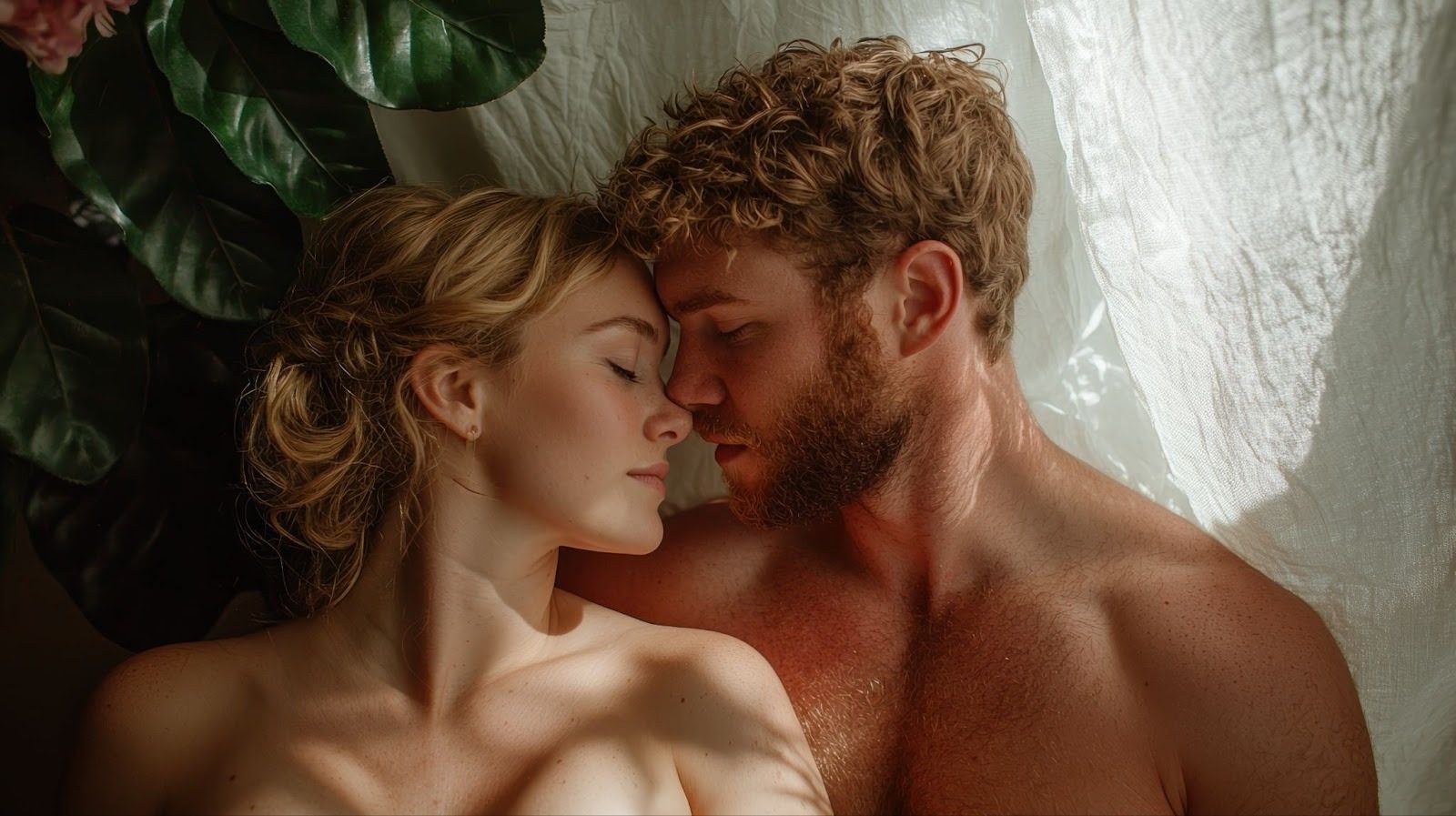 Медленный секс для снятия тревожности — пара в расслабленной позе