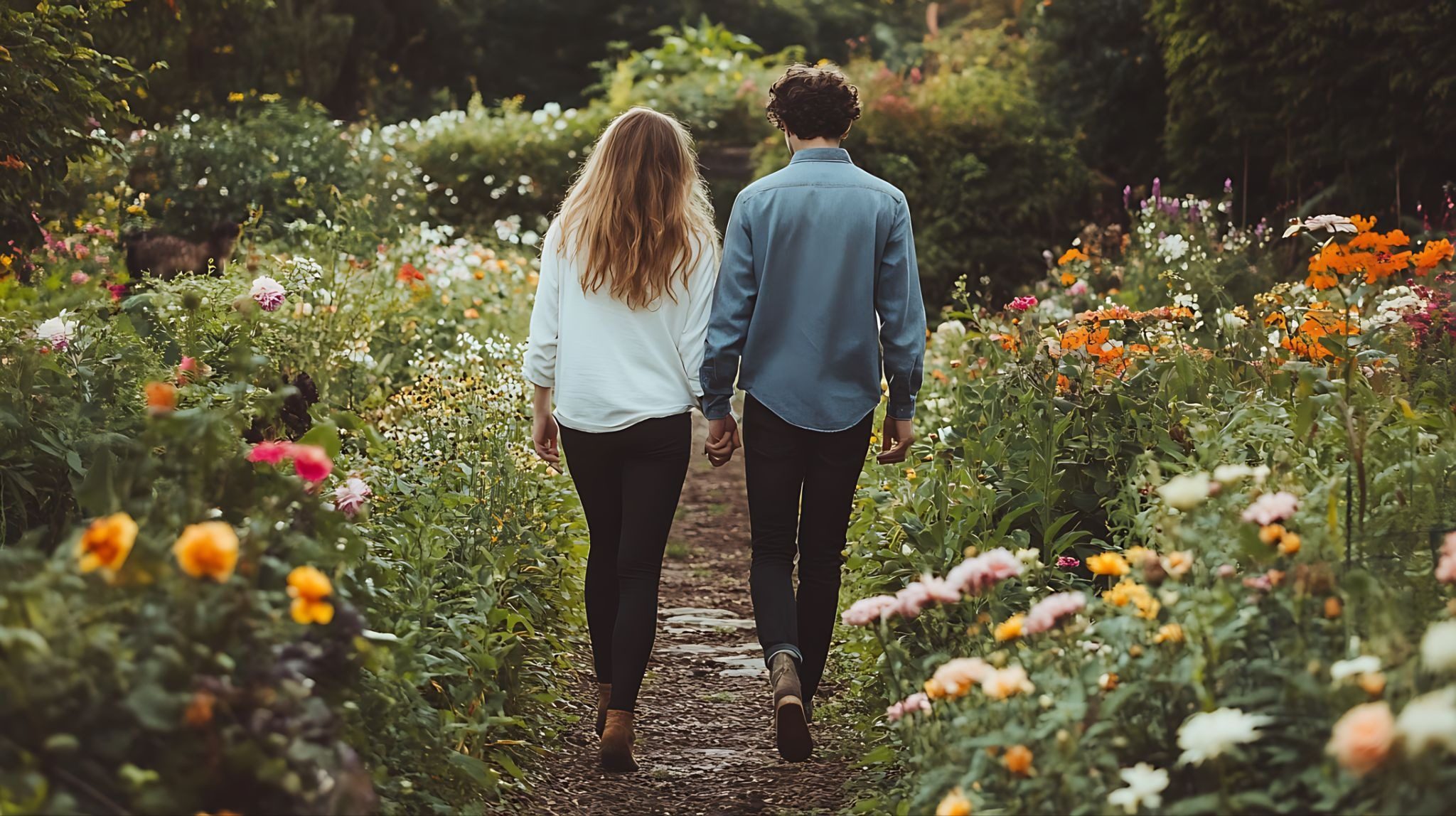 Пара на первом свидании на прогулке