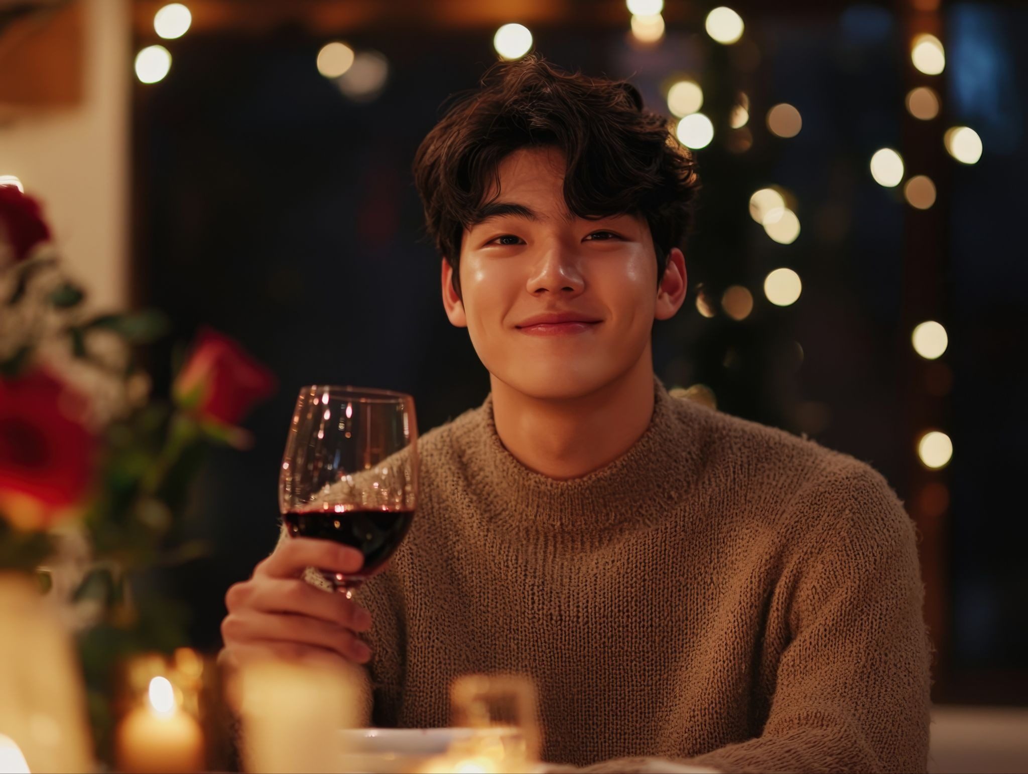 Корейский парень на романтическом свидании