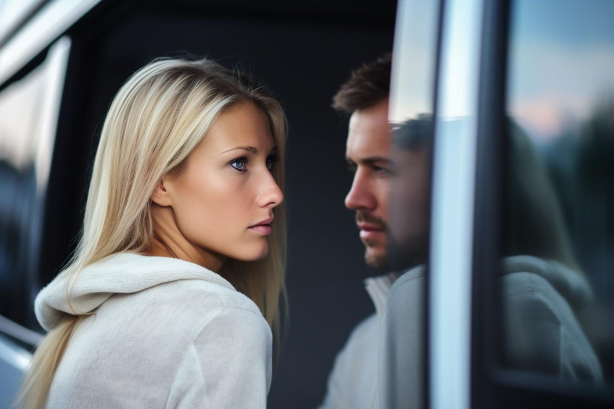 Неуверенный мужчина смотрит на девушку в кафе и молчит